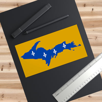 Michigan Upper Peninsula Bumper Stickers (w/ UP Quebec Flag Outline) | Gold Background