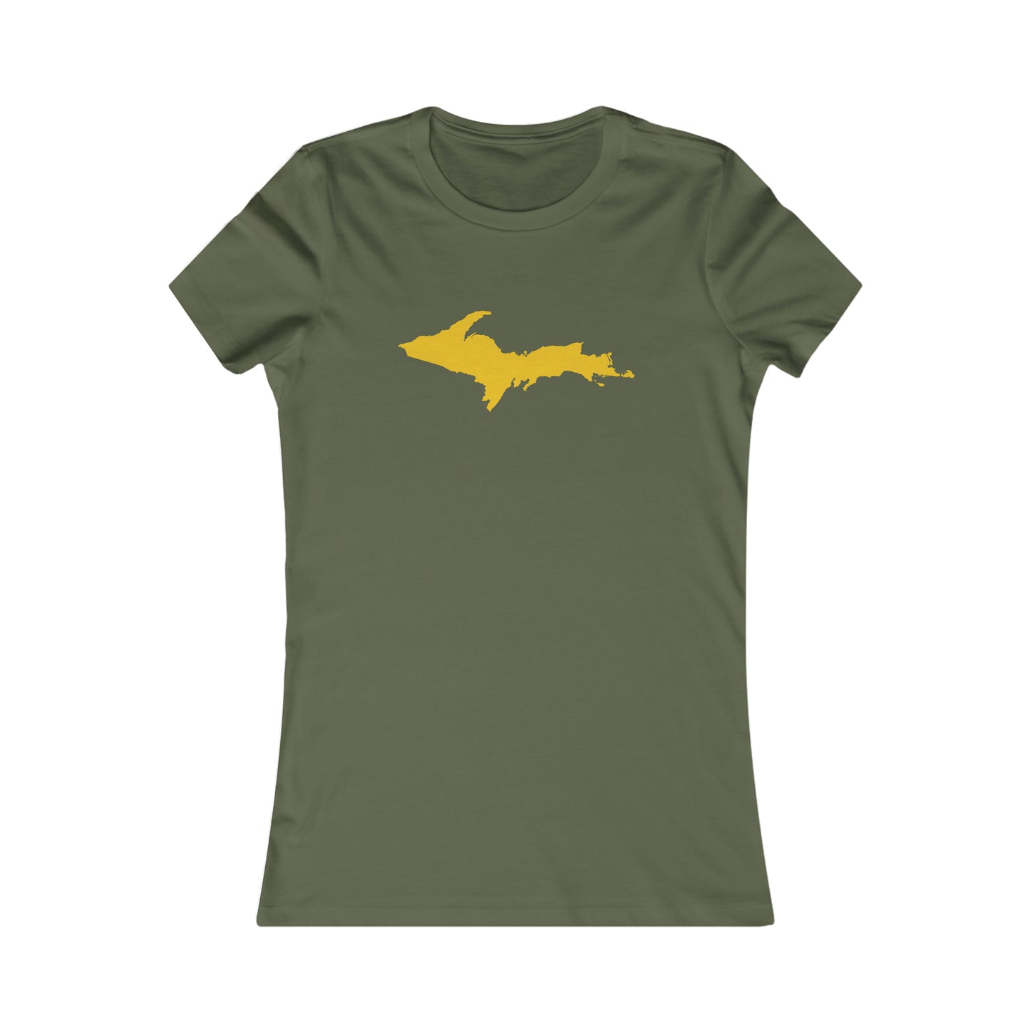 Michigan Upper Peninsula T-Shirt (w/ Gold UP Outline) | Women's Slim Fit