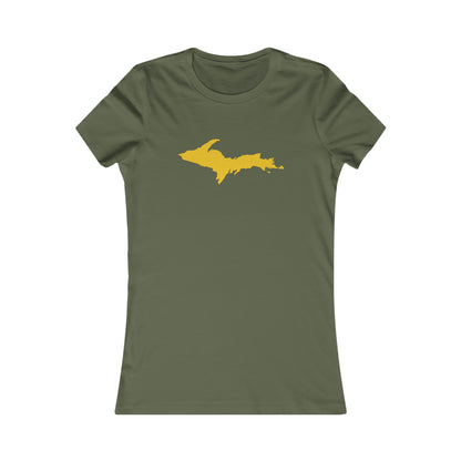 Michigan Upper Peninsula T-Shirt (w/ Gold UP Outline) | Women's Slim Fit