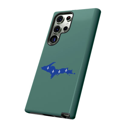 Michigan Upper Peninsula Tough Phone Case (Copper Green w/ UP Quebec Flag Outline) | Samsung & Pixel Android