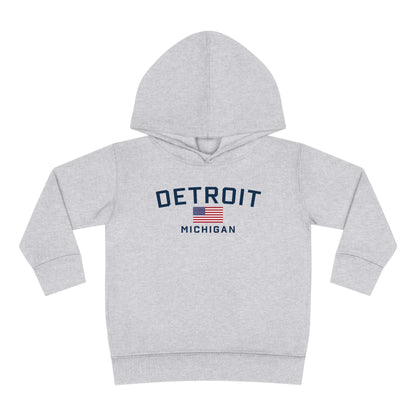 'Detroit Michigan' Hoodie (w/USA Flag Outline) | Unisex Toddler