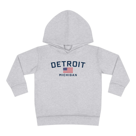 'Detroit Michigan' Hoodie (w/USA Flag Outline) | Unisex Toddler