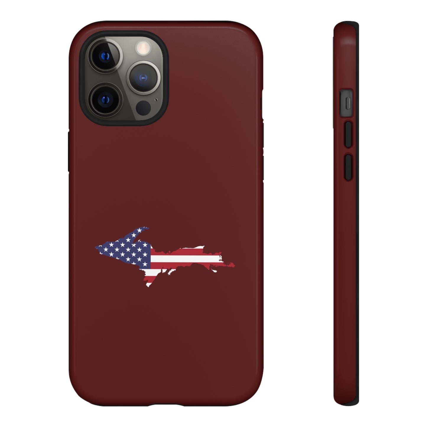 Michigan Upper Peninsula Tough Phone Case (Cherrywood Color w/ UP USA Outline) | Apple iPhone