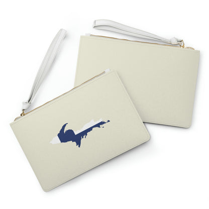 Michigan Upper Peninsula Clutch Bag (Ivory White w/ UP Finland Flag Outline)