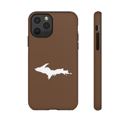 Michigan Upper Peninsula Tough Phone Case (Coffee Color w/ UP Outline) | Apple iPhone