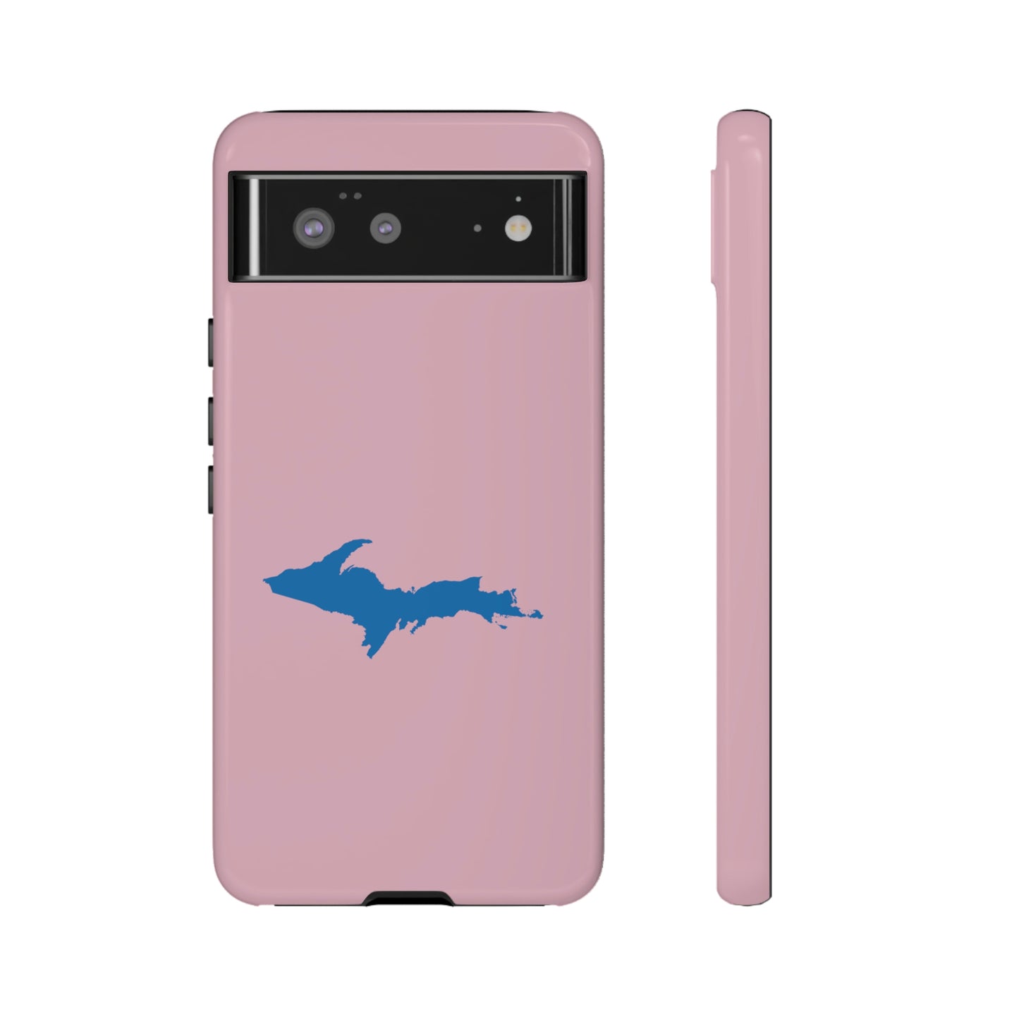 Michigan Upper Peninsula Tough Phone Case (Pink w/ Azure UP Outline) | Samsung & Pixel Android