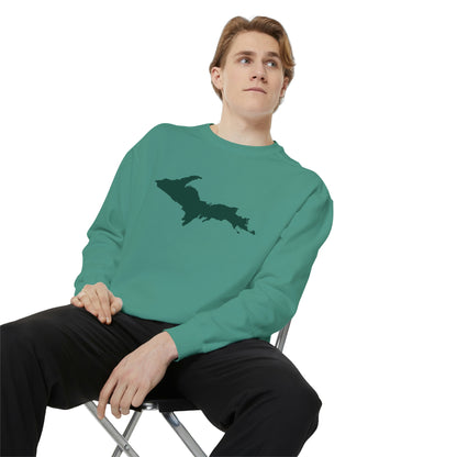 Michigan Upper Peninsula Sweatshirt (w/ Green UP Outline) | Unisex Garment Dyed