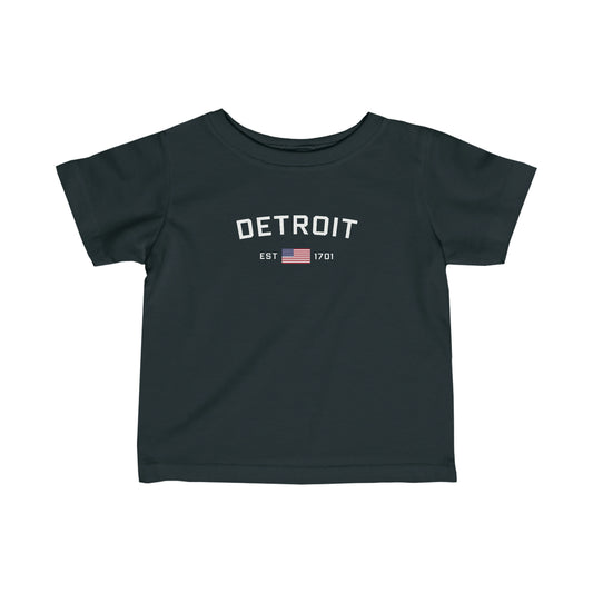 'Detroit EST 1701' T-Shirt (w/USA Flag Outline) |  Infant Short Sleeve