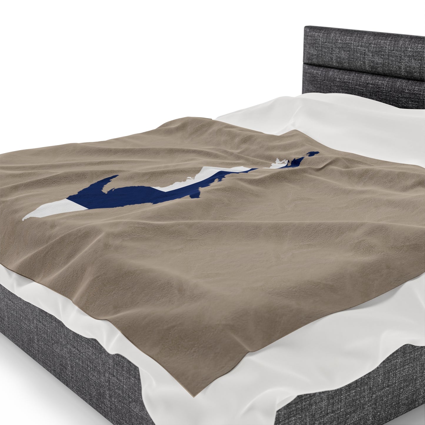 Michigan Upper Peninsula Plush Blanket (w/ UP Finland Flag Outline) | Dark Canvas Color