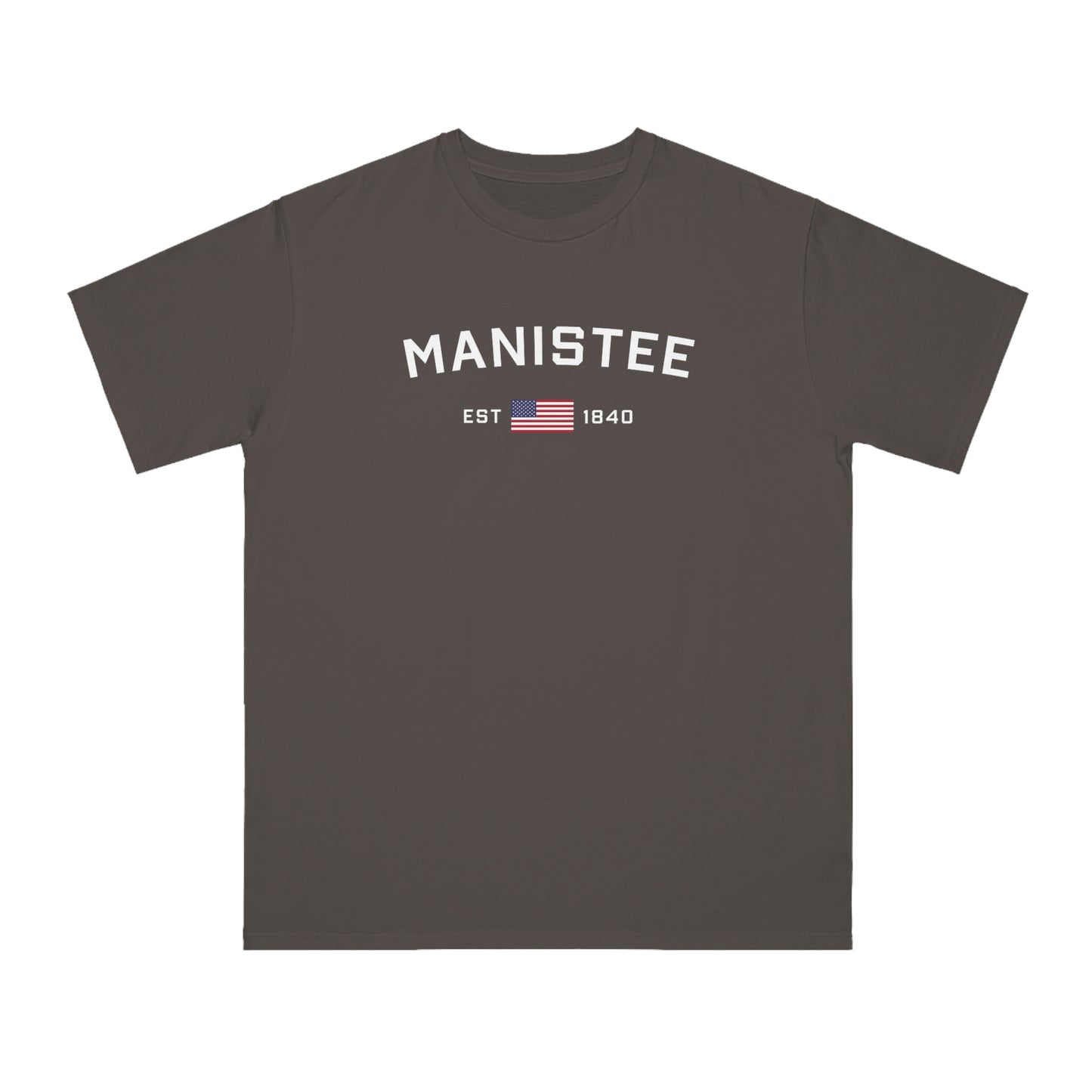 'Manistee EST 1840' T-Shirt (w/ USA Flag | Organic Unisex