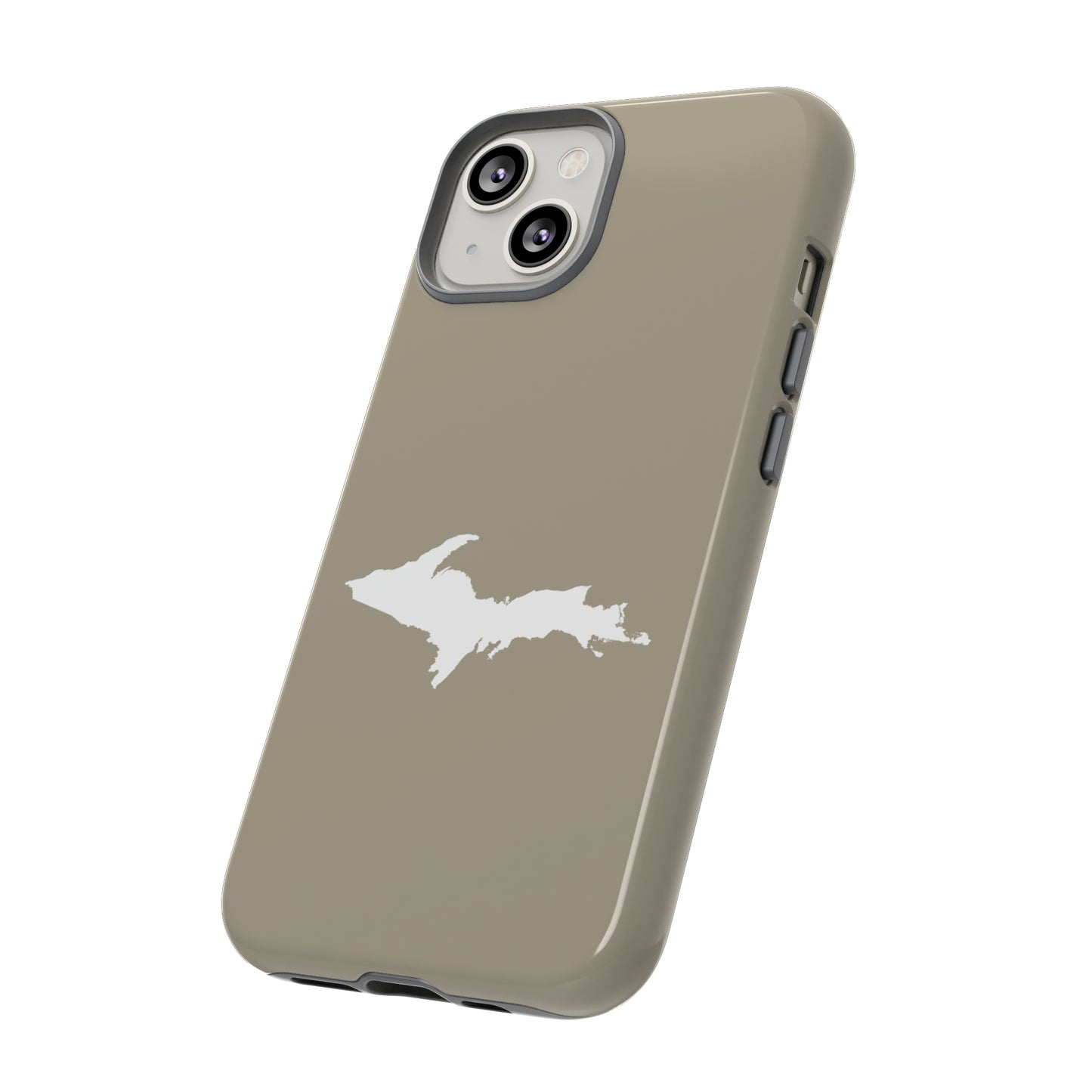 Michigan Upper Peninsula Tough Phone Case (Petoskey Stone Beige w/ UP Outline) | Apple iPhone