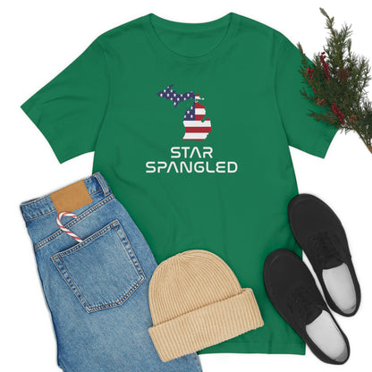 Michigan 'Star Spangled' T-Shirt (Space Agency Font w/ MI USA Flag Outline) | Unisex Standard Fit