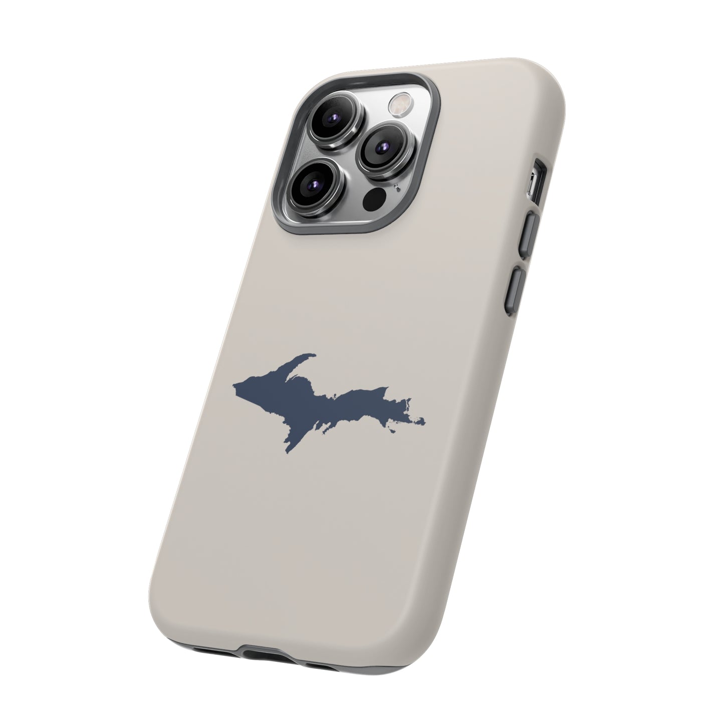 Michigan Upper Peninsula Tough Phone Case (Canvas Color w/ UP Outline) | Apple iPhone