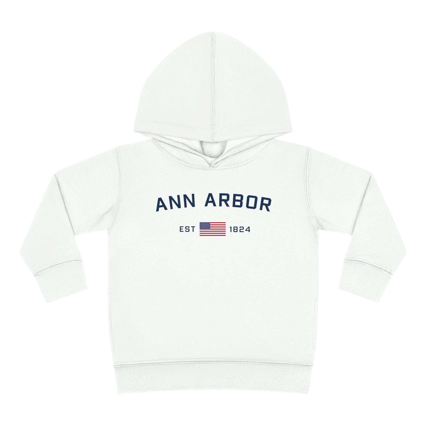 'Ann Arbor EST 1824' Hoodie (w/USA Flag Outline) | Unisex Toddler