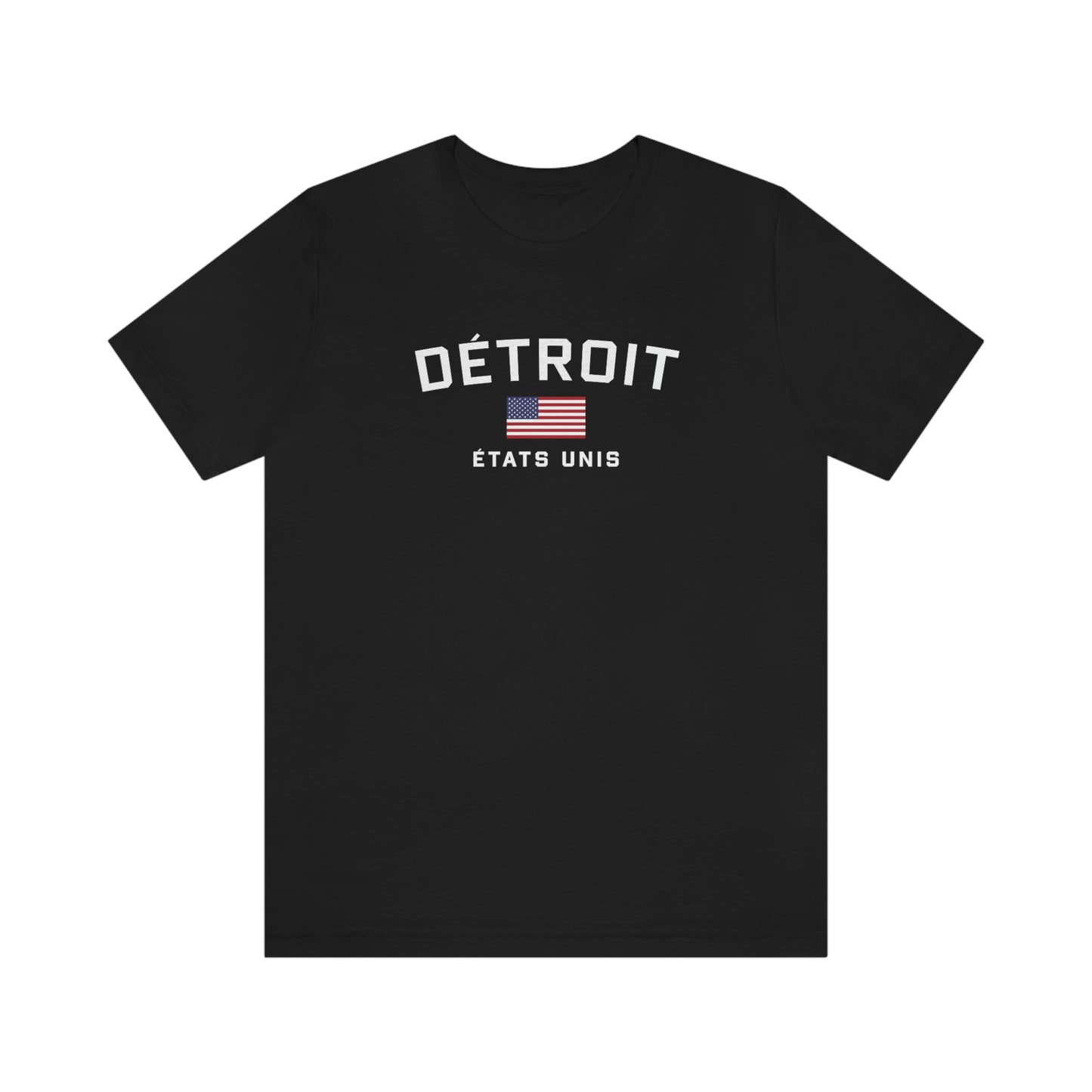 'Détroit États Unis' T-Shirt (w/USA Flag Outline) | Unisex Standard Fit