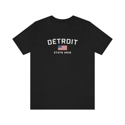 'Détroit États Unis' T-Shirt (w/USA Flag Outline) | Unisex Standard Fit