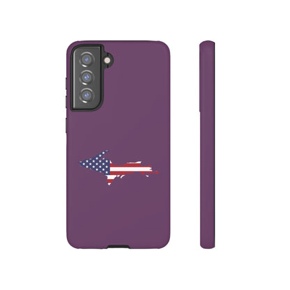 Michigan Upper Peninsula Tough Phone Case (Plum w/ UP USA Flag Outline) | Samsung & Pixel Android