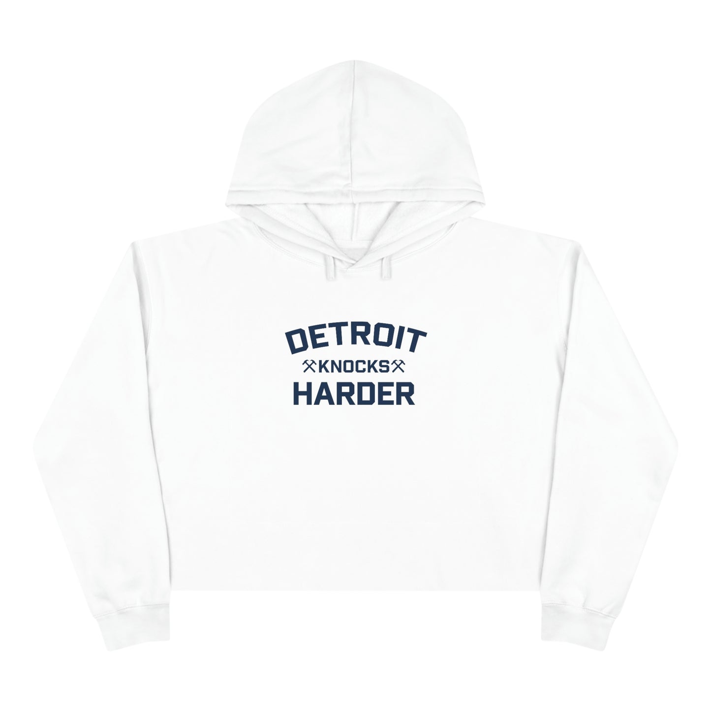 'Detroit Knocks Harder' Hoodie | Women's Cropped Relaxed Fit