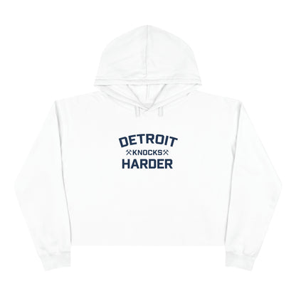 'Detroit Knocks Harder' Hoodie | Women's Cropped Relaxed Fit