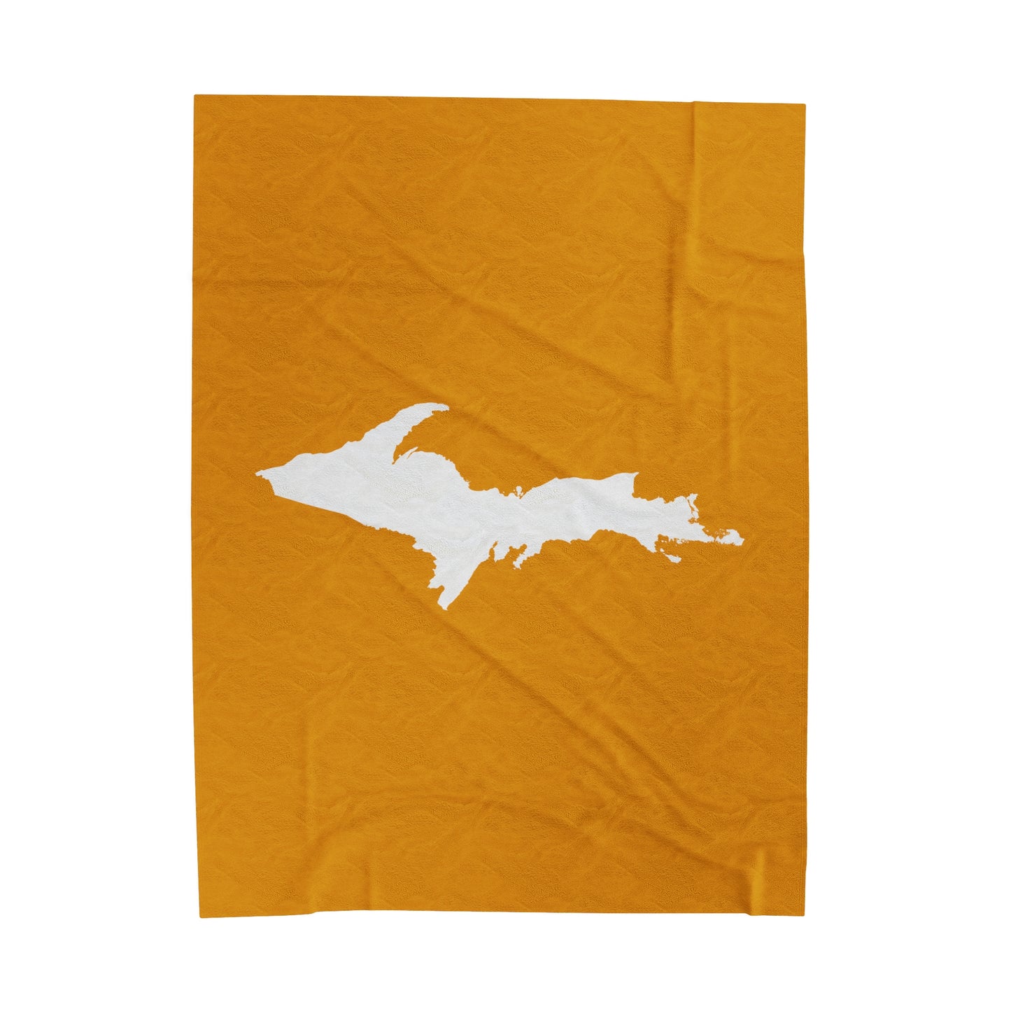 Michigan Upper Peninsula Plush Blanket (w/ UP Outline) | Gold