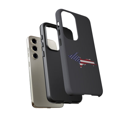 Michigan Upper Peninsula Tough Phone Case (Iron Ore Grey w/ UP USA Flag Outline) | Samsung & Pixel Android