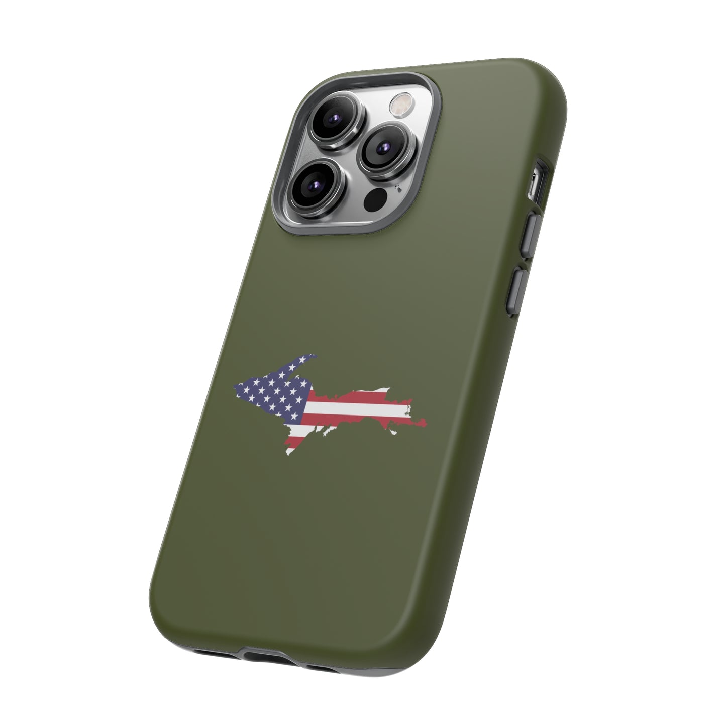 Michigan Upper Peninsula Tough Phone Case (Army Green w/ UP USA Outline) | Apple iPhone