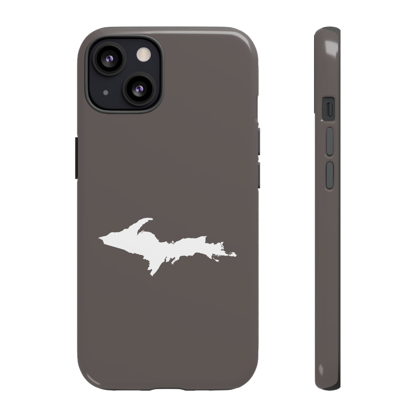 Michigan Upper Peninsula Tough Phone Case (Warren Tank Grey w/ UP Outline) | Apple iPhone