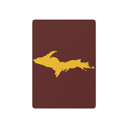 Michigan Upper Peninsula Poker Cards (Cherrywood Color w/ Gold UP Outline)