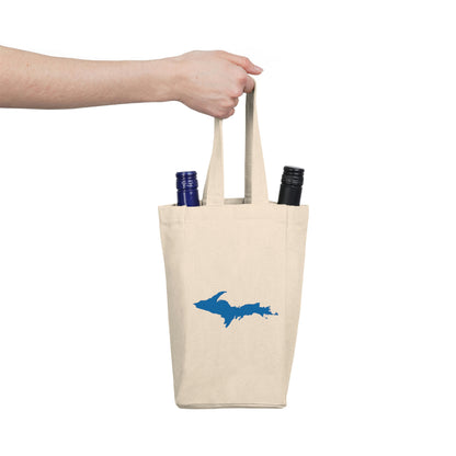 Michigan Upper Peninsula Double Wine Tote Bag (w/ Azure UP Outline)