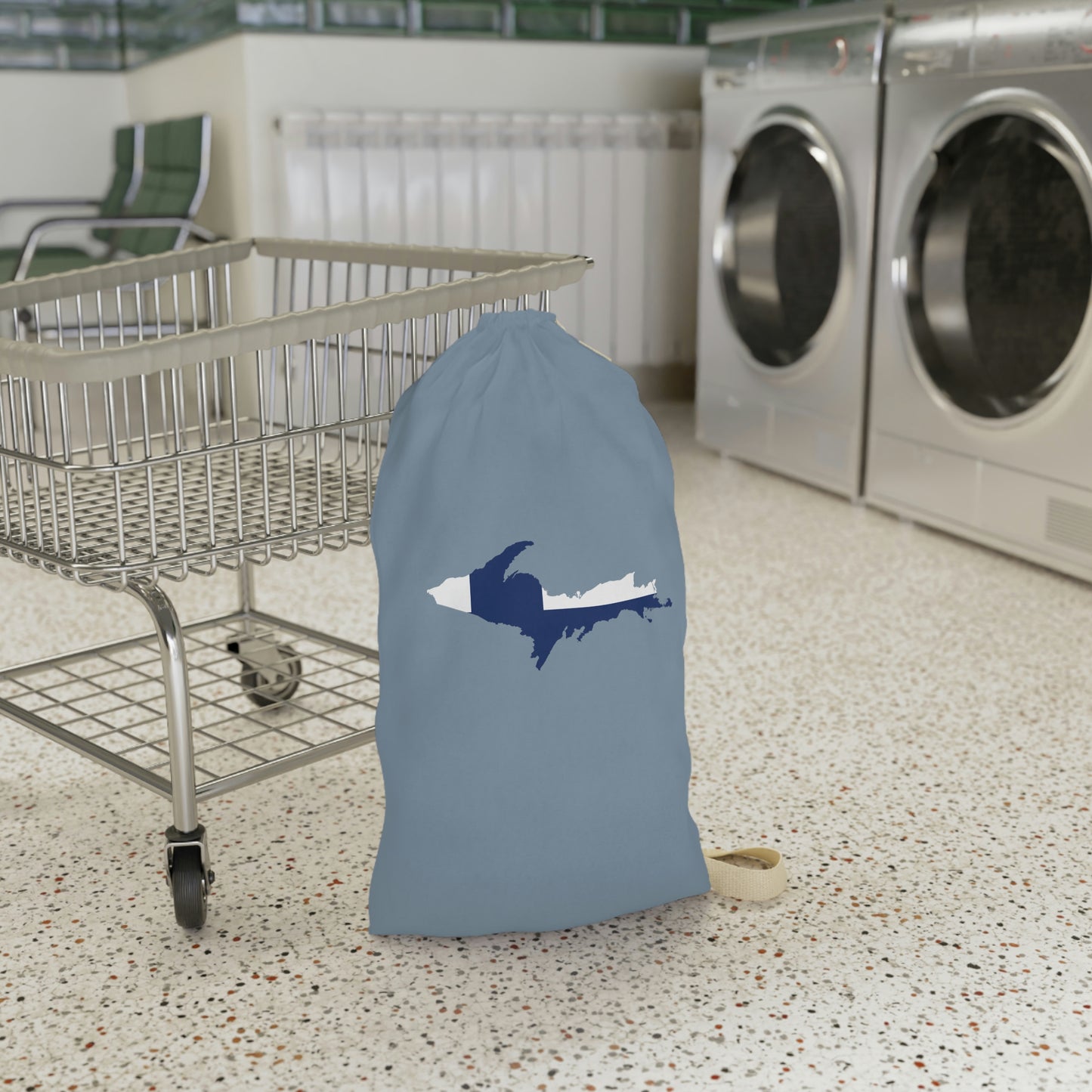 Michigan Upper Peninsula Laundry Bag (B-24 Liberator Grey w/ UP Finland Flag Outline)