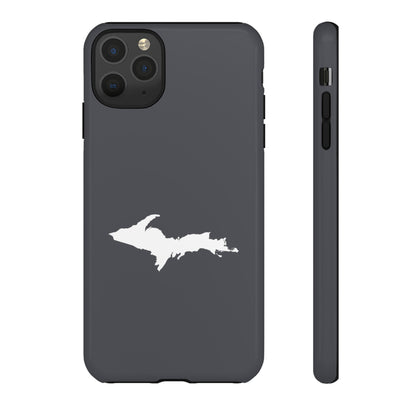 Michigan Upper Peninsula Tough Phone Case (Iron Ore Grey w/ UP Outline) | Apple iPhone