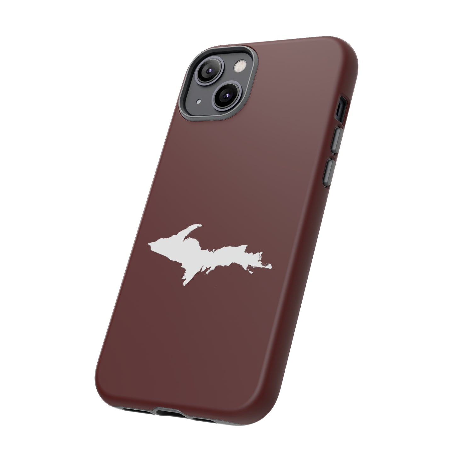 Michigan Upper Peninsula Tough Phone Case (Cherrywood Red w/ UP Outline) | Apple iPhone