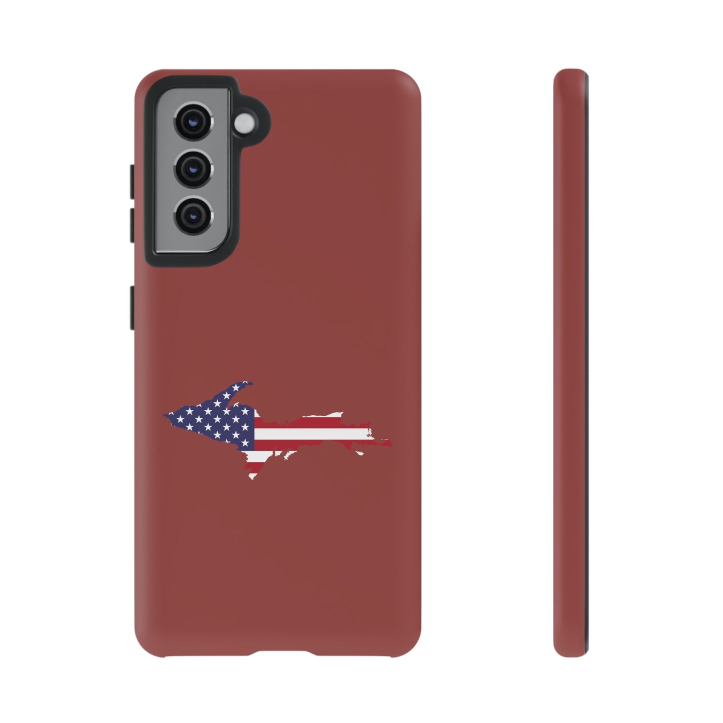 Michigan Upper Peninsula Tough Phone Case (Ore Dock Red w/ UP USA Flag Outline) | Samsung & Pixel Android