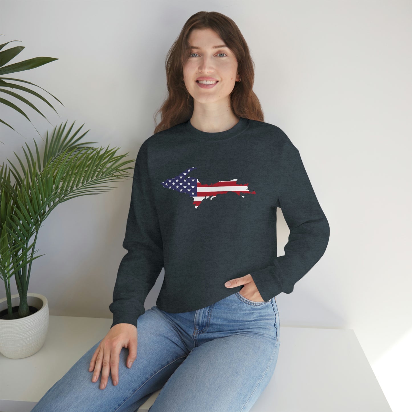 Michigan Upper Peninsula Sweatshirt (w/ UP USA Flag Outline) | Unisex Standard