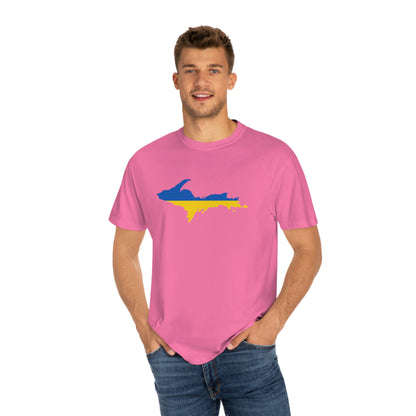 Michigan Upper Peninsula T-Shirt (w/ UP Ukraine Flag Outline) | Unisex Garment-Dyed