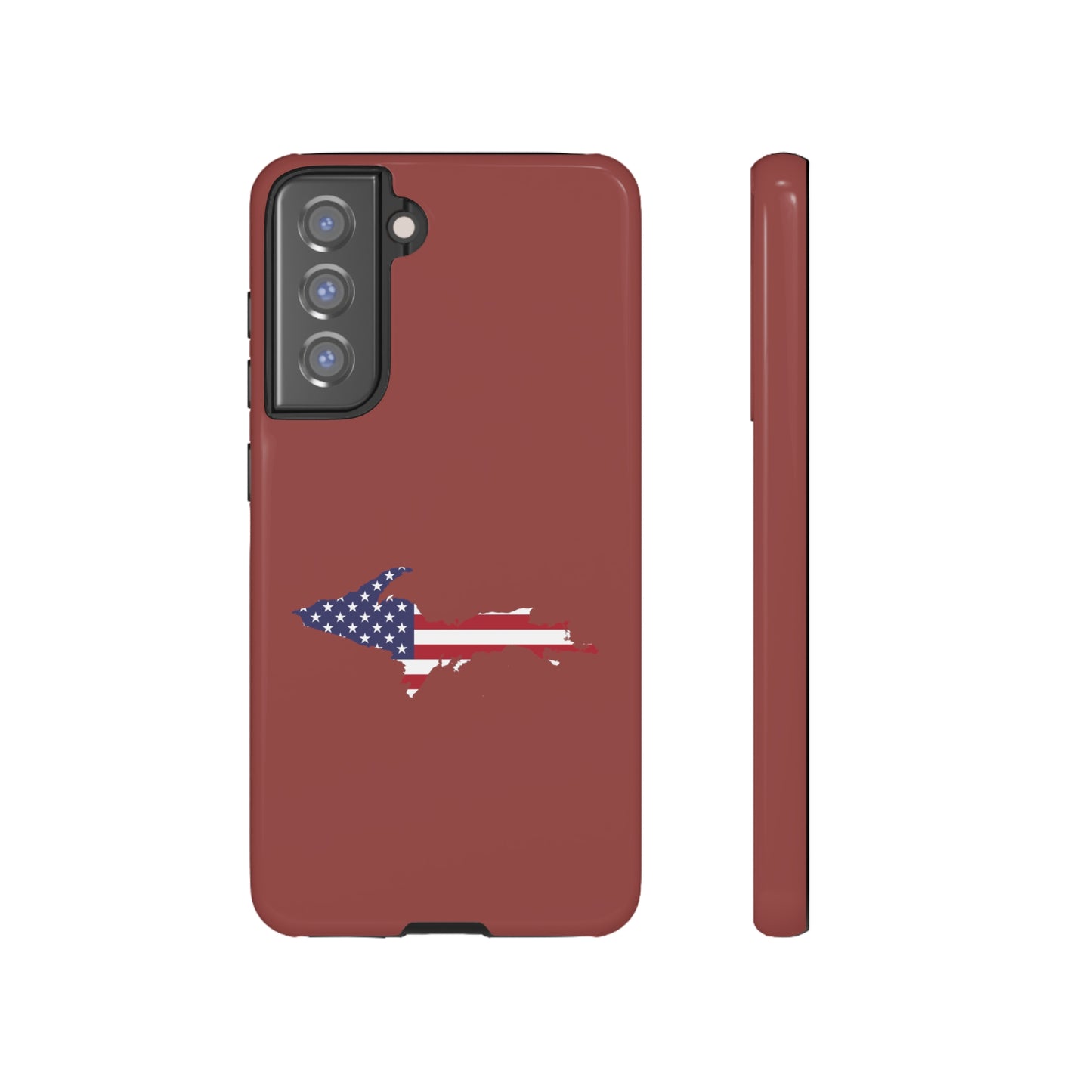 Michigan Upper Peninsula Tough Phone Case (Ore Dock Red w/ UP USA Flag Outline) | Samsung & Pixel Android