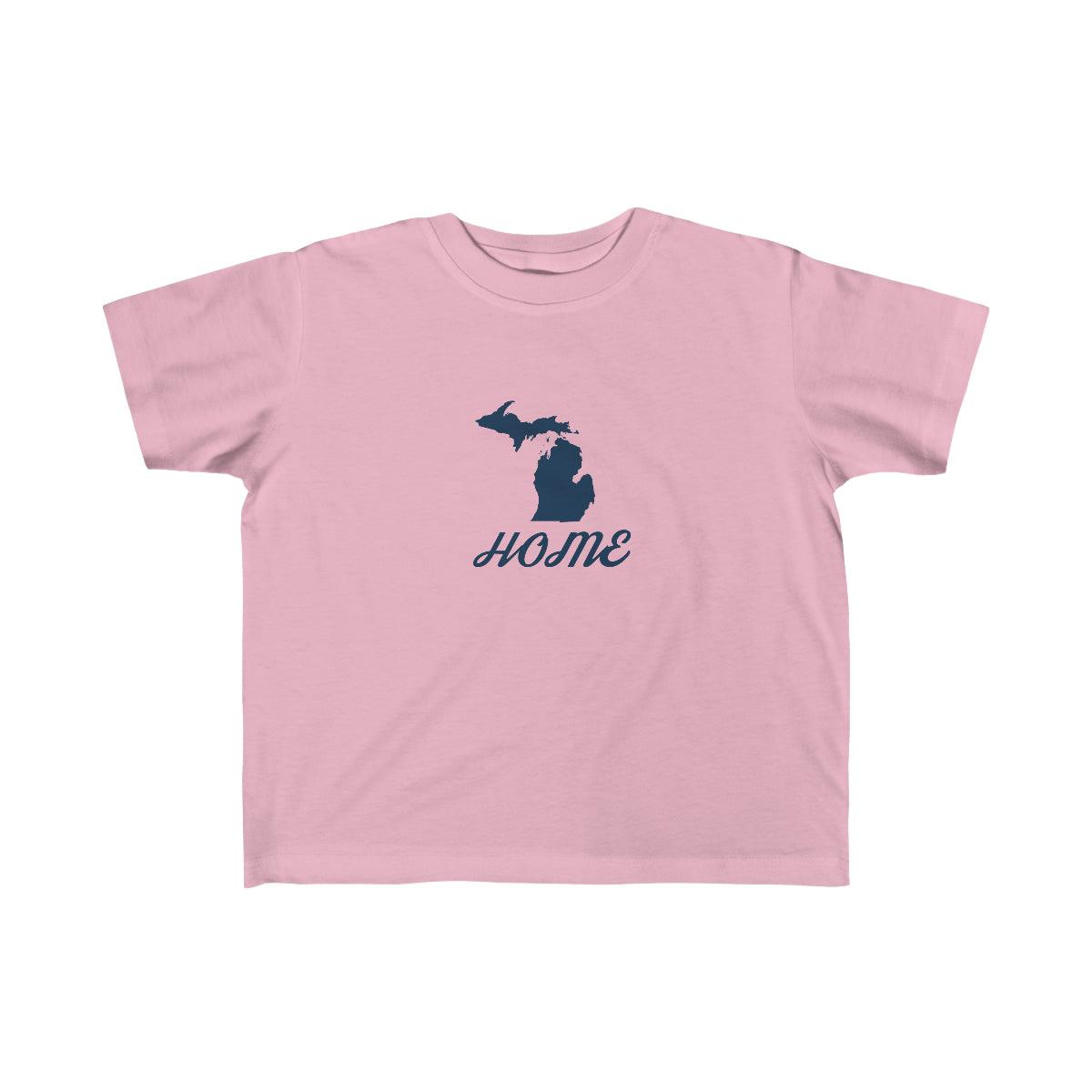 Michigan 'Home'' T-Shirt  (Retro Script Font) | Toddler Short Sleeve - Circumspice Michigan