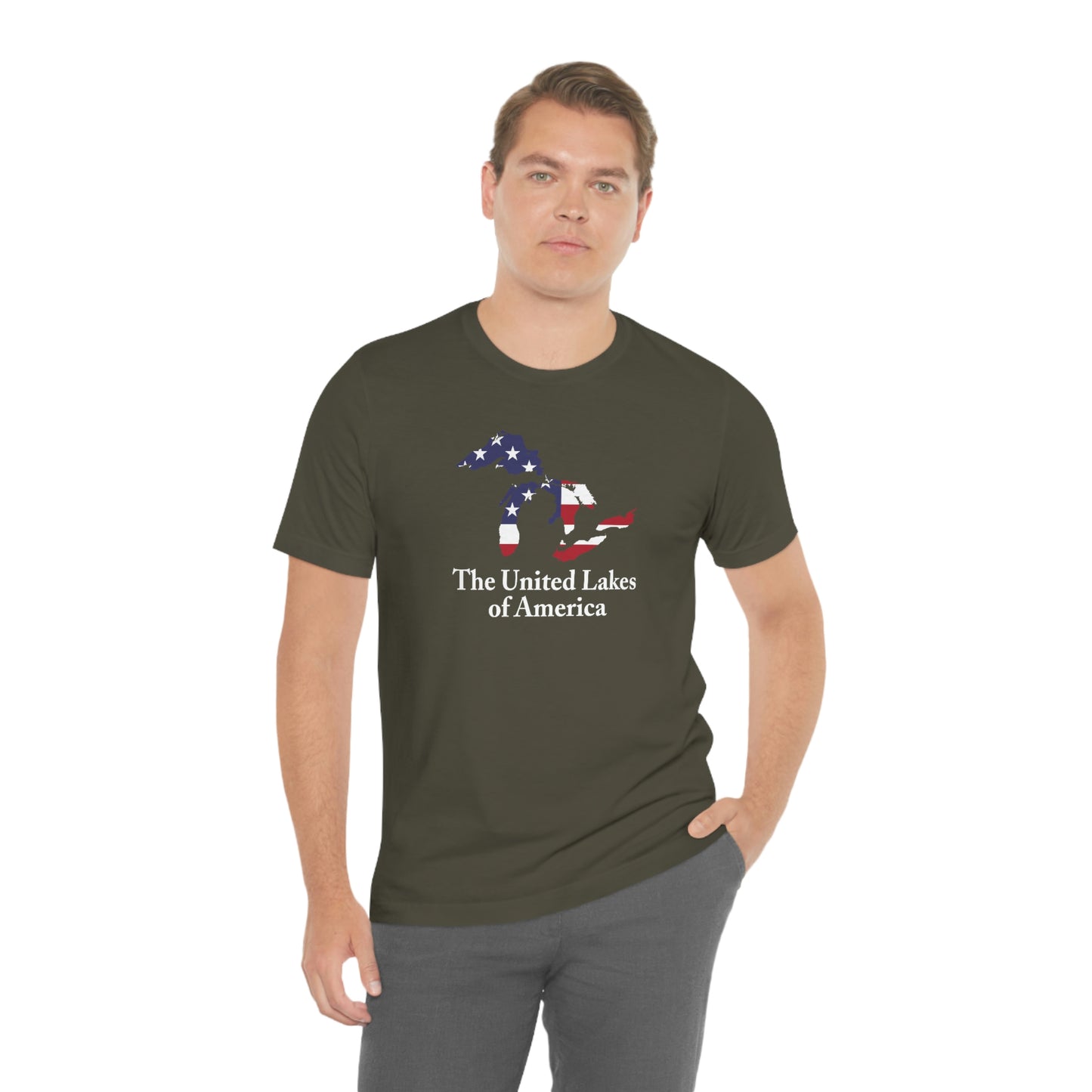 'The United Lakes of America' T-Shirt (w/ Great Lakes USA Flag Outline) | Unisex Standard Fit