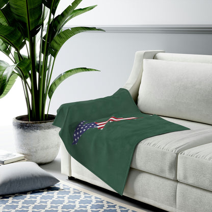 Michigan Upper Peninsula Plush Blanket (w/ UP USA Flag Outline) | Ginger Ale Green