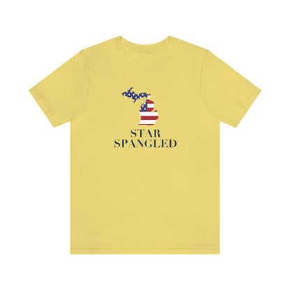 Michigan 'Star Spangled' T-Shirt (w/ MI USA Flag Outline) | Unisex Standard Fit