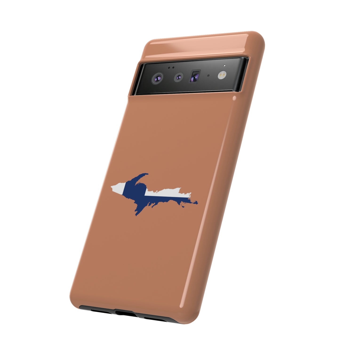 Michigan Upper Peninsula Tough Phone Case ( Copper Color w/ UP Finland Flag Outline) | Samsung & Pixel Android