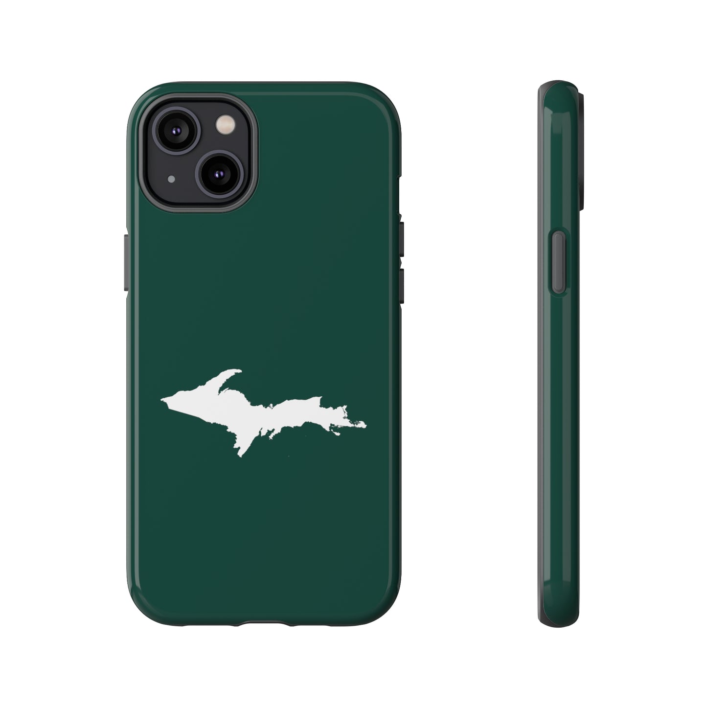 Michigan Upper Peninsula Tough Phone Case (Green w/ UP Outline) | Apple iPhone