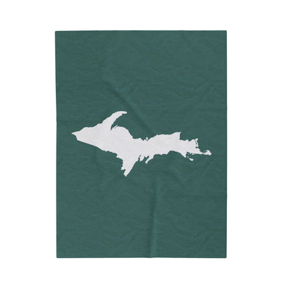 Michigan Upper Peninsula Plush Blanket (w/ UP Outline) | Copper Green