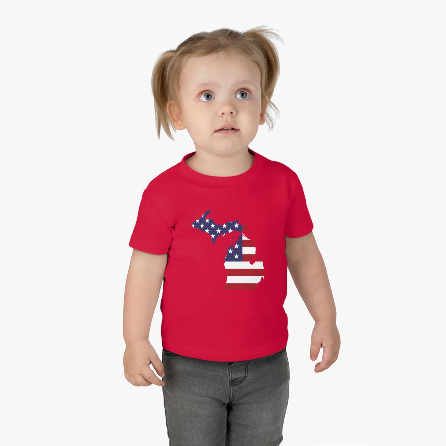 Michigan Infant T-Shirt (w/ MI USA Flag Outline) | Short Sleeve