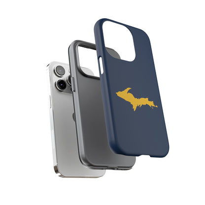 Michigan Upper Peninsula Tough Phone Case (Navy w/ Gold UP Outline) | Apple iPhone