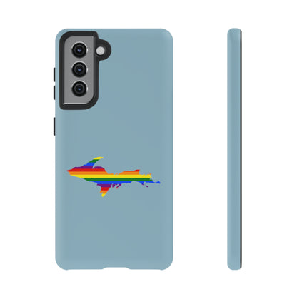 Michigan Upper Peninsula Tough Phone Case (Opal Blue w/ UP Pride Flag Outline) | Samsung & Pixel Android