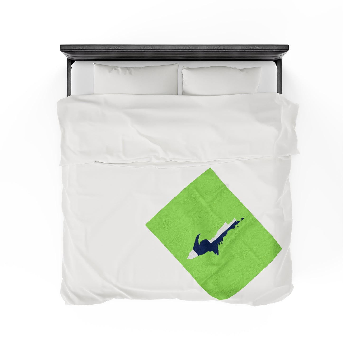 Michigan Upper Peninsula Plush Blanket (w/ UP Finland Flag Outline) | Flash Green