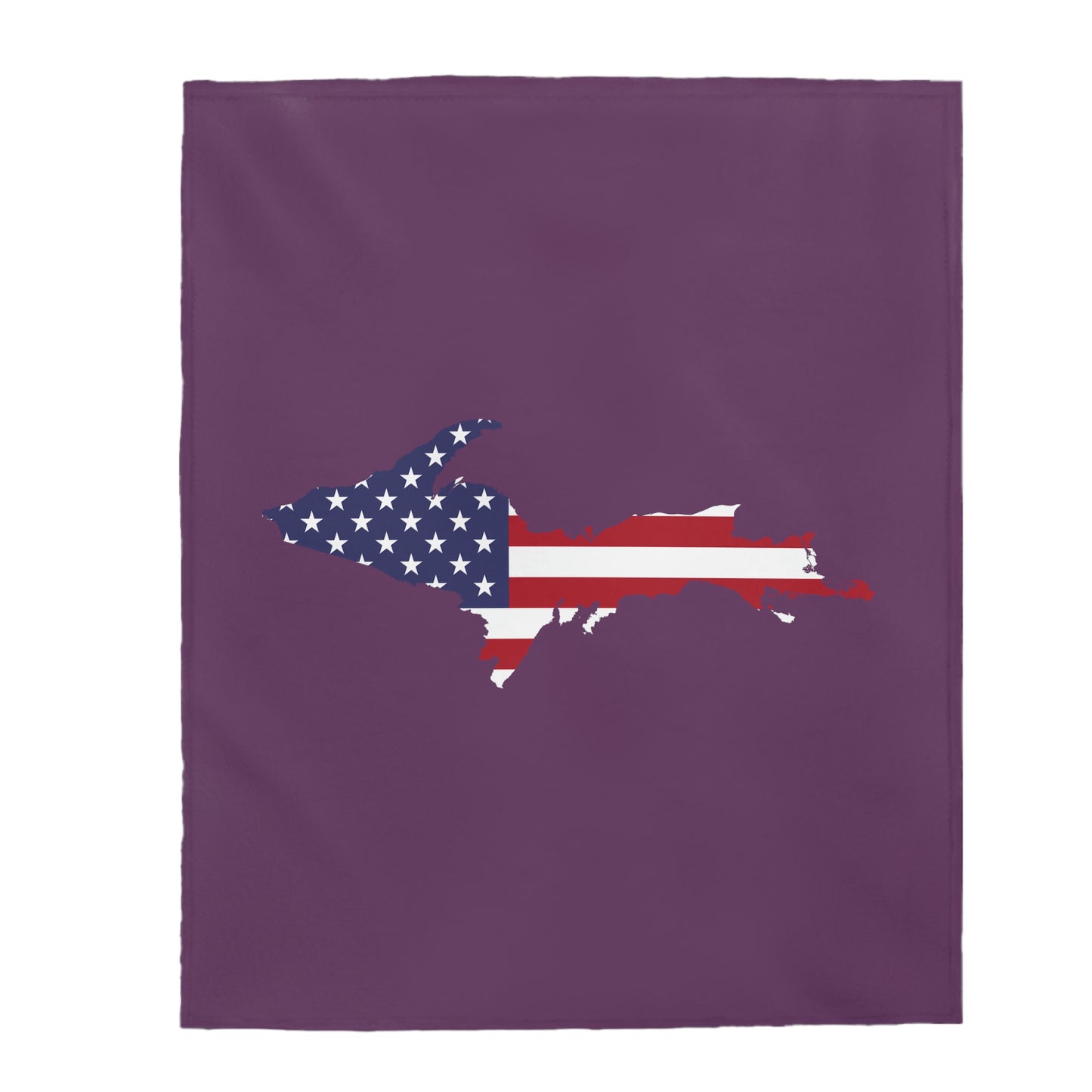 Michigan Upper Peninsula Plush Blanket (w/ UP USA Flag Outline) | Plum