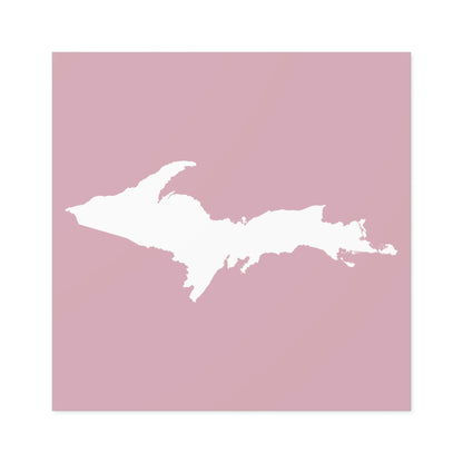 Michigan Upper Peninsula Square Sticker (Pink w/ UP Outline) | Indoor/Outdoor