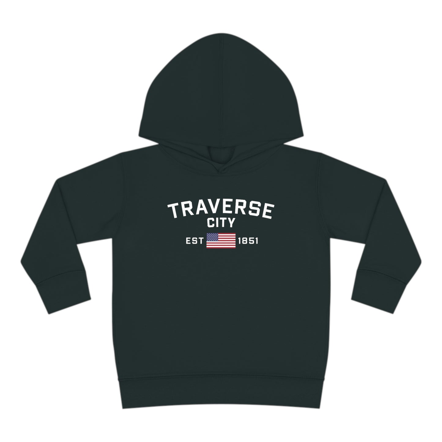 'Traverse City EST 1851' Hoodie (w/USA Flag Outline) | Unisex Toddler